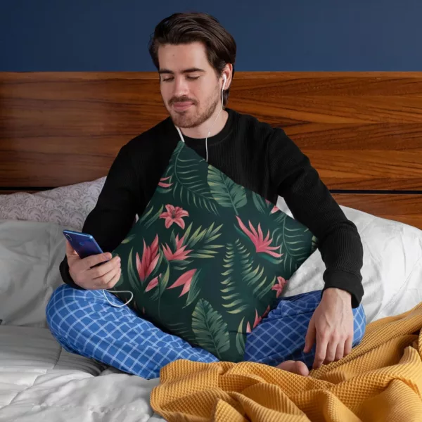 TheYaYaCafe Beauteous Floral Flowers Printed Cotton Canvas Cushion Covers (12x12 Inches, Multicolour)