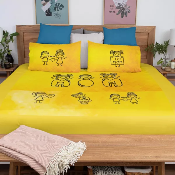 I Love You Mom Yellow Bedsheet