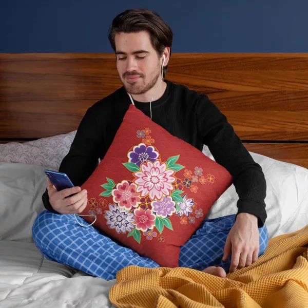 TheYaYaCafe® 12X12 inches Cushion Cover Delicate Floral Flowers Printed Sofa Throw Pillows