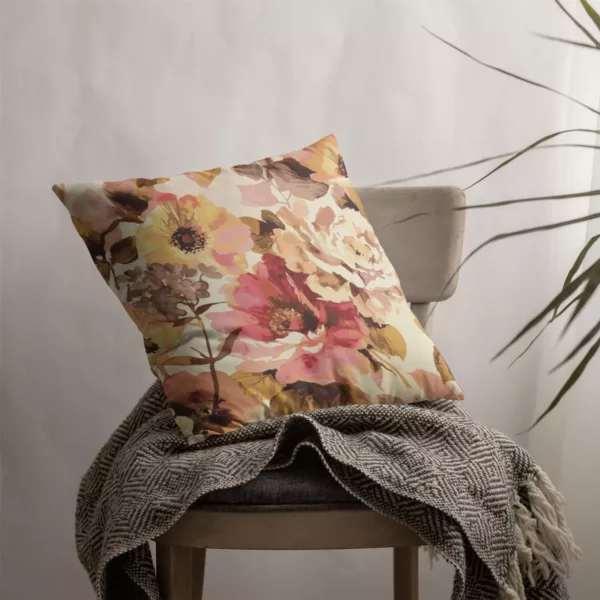 TheYaYaCafe Canvas Fabric Printed Spring Floral Flower Throw Cushion Covers (Multicolour, 24x24-inch)