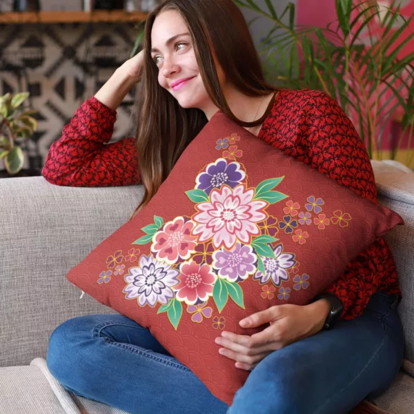 TheYaYaCafe® 12X12 inches Cushion Cover Delicate Floral Flowers Printed Sofa Throw Pillows