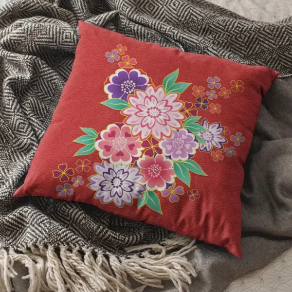 TheYaYaCafe® 12X12 inches Cushion Cover Delicate Floral Flowers Printed Sofa Throw Pillows