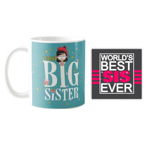 Cutest Big Sister Naughty Lil Sister Mug Set of 4