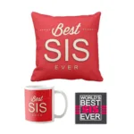 Best Sis Ever Gift Hamper Set of 3 - Mug, Cushion Cover, Coaster