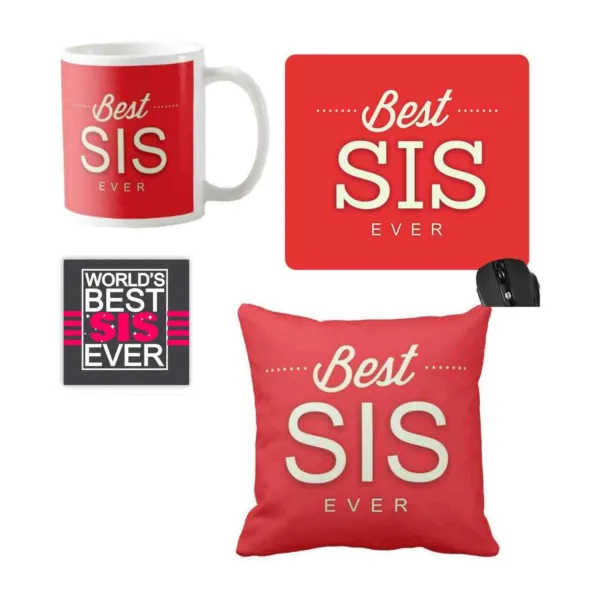 Best Sis Ever Gift Hamper Set of 3 - Mug, Cushion Cover, Coaster