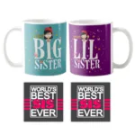 Cutest Big Sister Naughty Lil Sister Mug Set of 4