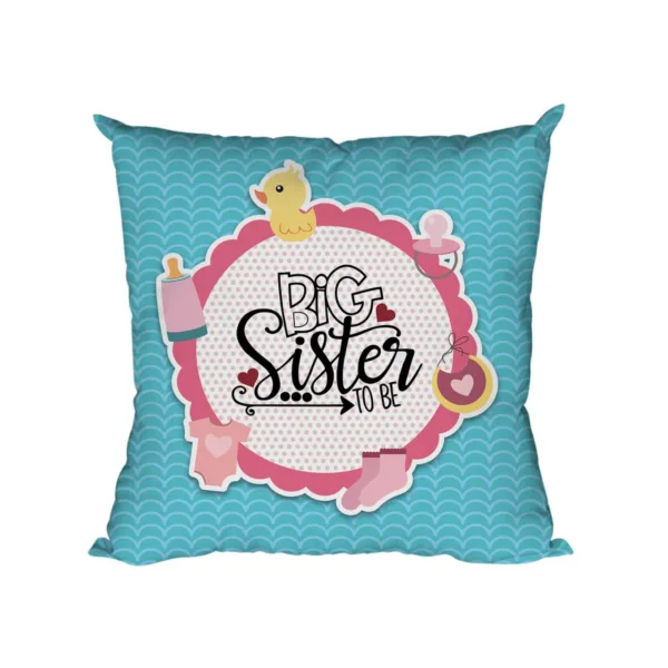 Big Sister to Be  Cover Combo Hamper, Blue, Set of 3  Ceramic Mug 330ml, Coaster, Cushion