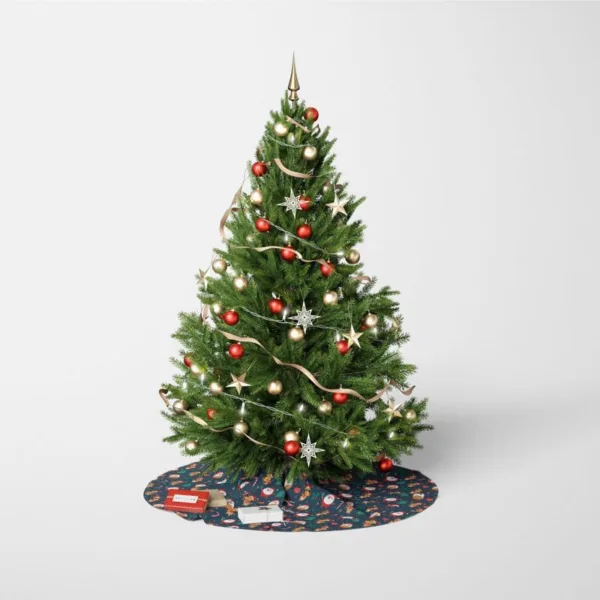 Santa And Reindeer Pattern Tree Skirt , Tree collar