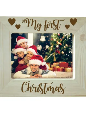 My First Christmas A Engraved Wooden Photo Frame