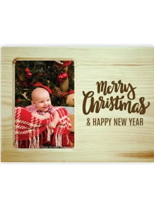 Merry Christmas and Happy New Year A Engraved Wooden Photo Frame
