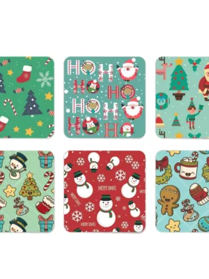 Christmas Gifts Ho Ho Ho Santa Acrylic Tea Coasters Set of 6