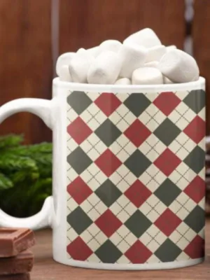 Superb Beige Christmas Coffee Mug with Coaster