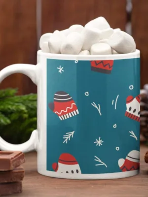 Santa Socks (Blue) Christmas Coffee Mug with Coaster