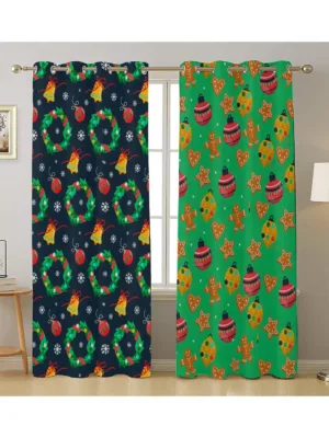 Bell And Toy Pattern Christmas Curtain