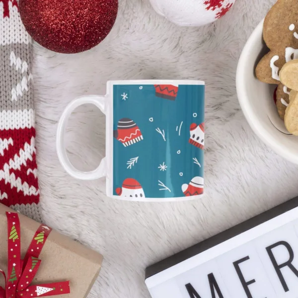 Santa Socks (Blue) Christmas Coffee Mug with Coaster