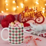 Superb Beige Christmas Coffee Mug with Coaster