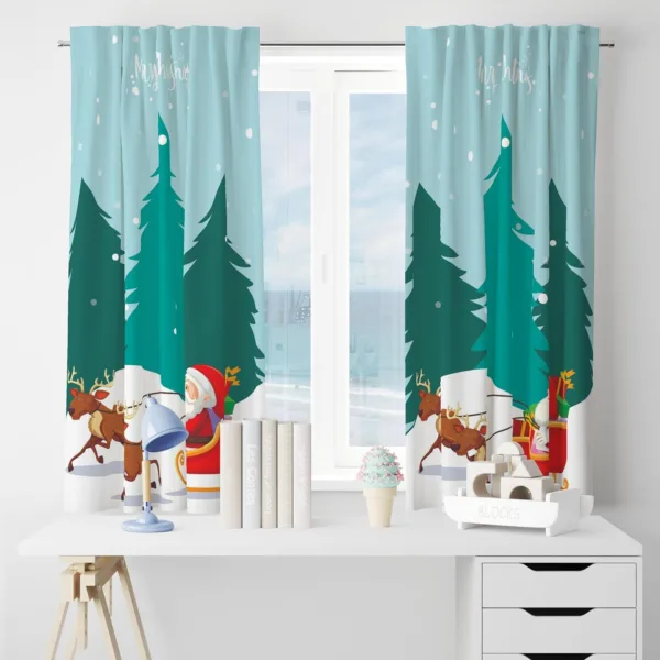 Santa Riding Christmas Curtain