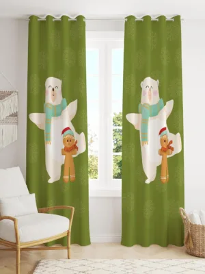 Cute Bear Design Christmas Curtain