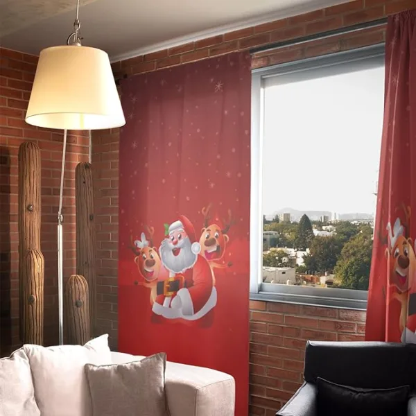 Santa Claus And It's Friend Christmas Curtain