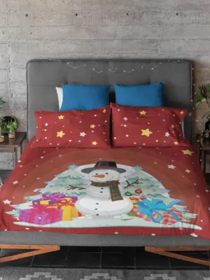 Snowman with Gift Christmas Bedsheet