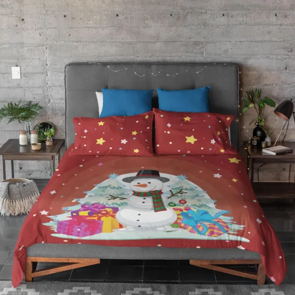 Snowman with Gift Christmas Bedsheet