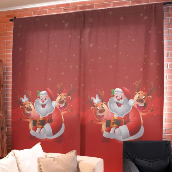 Santa Claus And It's Friend Christmas Curtain