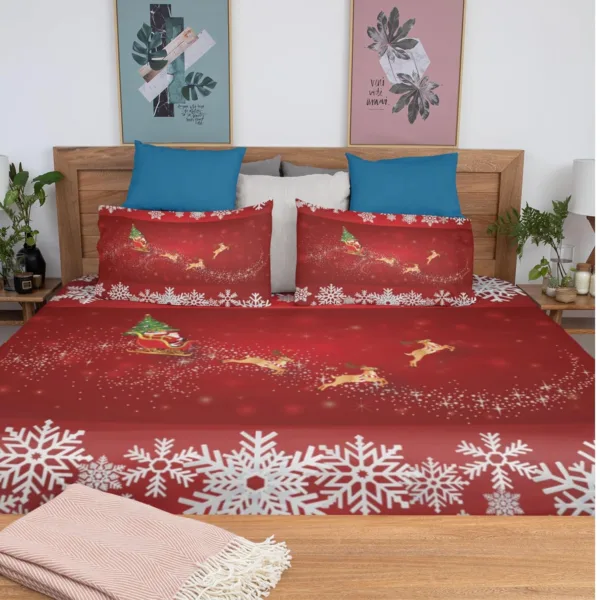 Red Christmas Pattern Christmas Bedsheet