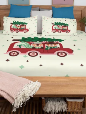 Bears in Cars Christmas Bedsheet