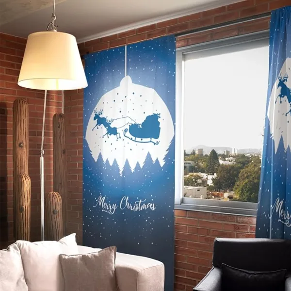 Santa in the Moon Christmas Curtain