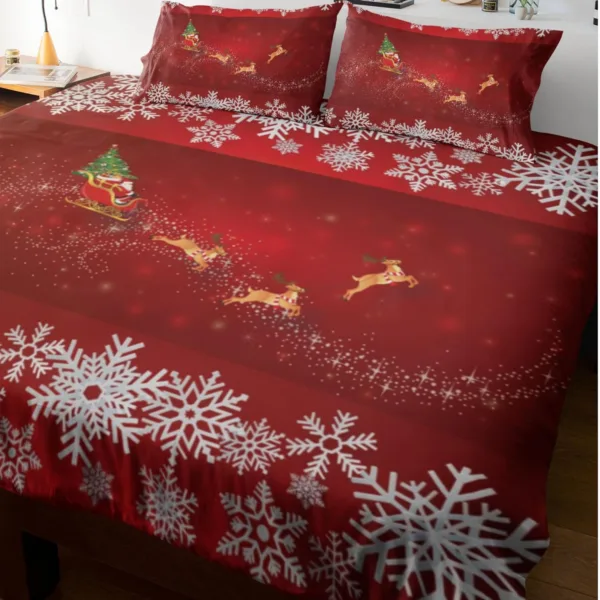 Red Christmas Pattern Christmas Bedsheet