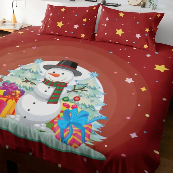 Snowman with Gift Christmas Bedsheet