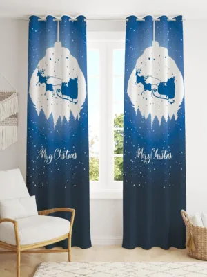Santa in the Moon Christmas Curtain