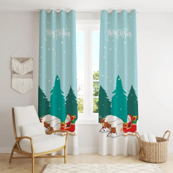 Santa Riding Christmas Curtain