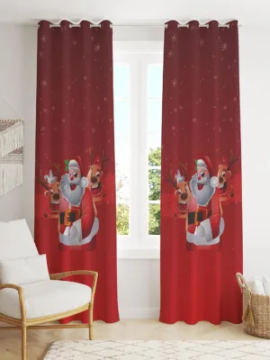 Santa Claus And It's Friend Christmas Curtain