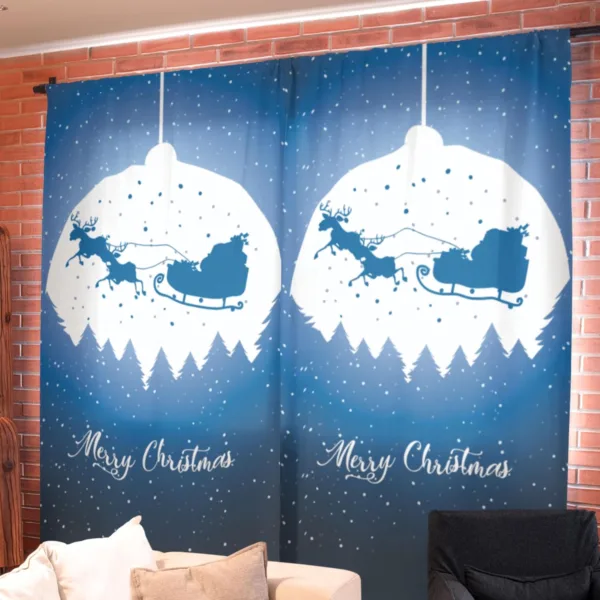 Santa in the Moon Christmas Curtain