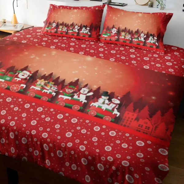 Christmas Train Christmas Bedsheet