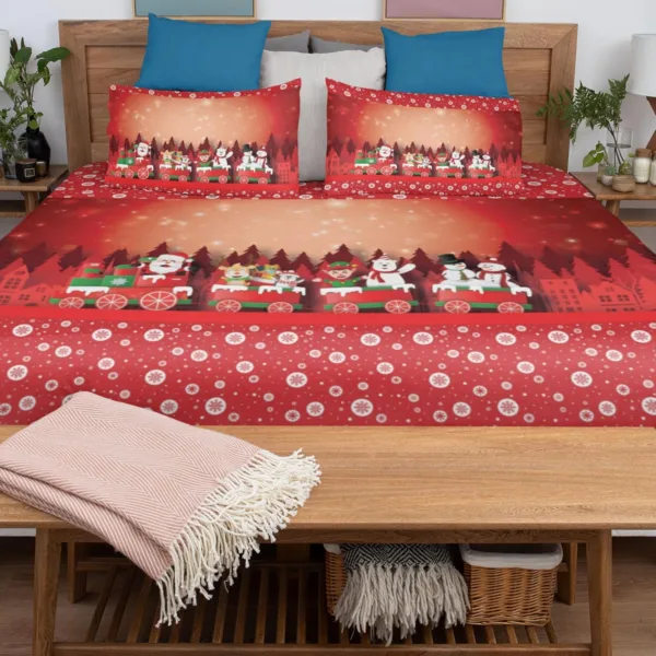 Christmas Train Christmas Bedsheet