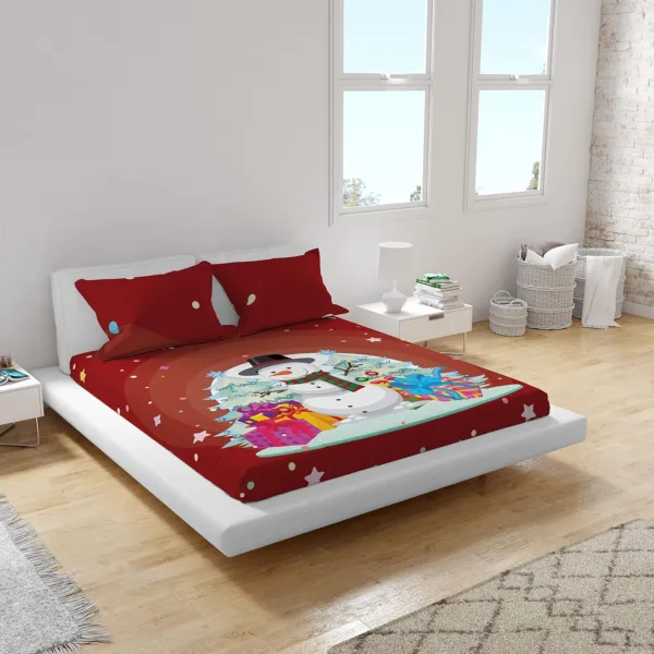 Snowman with Gift Christmas Bedsheet