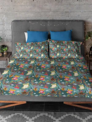 Green Christmas Pattern Christmas Bedsheet