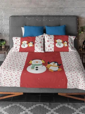 Snowman & Penguin Christmas Bedsheet