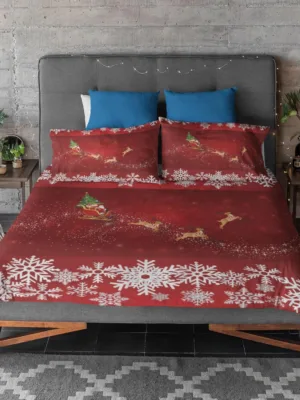 Red Christmas Pattern Christmas Bedsheet