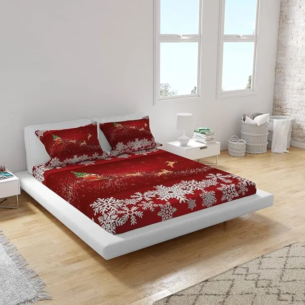 Red Christmas Pattern Christmas Bedsheet