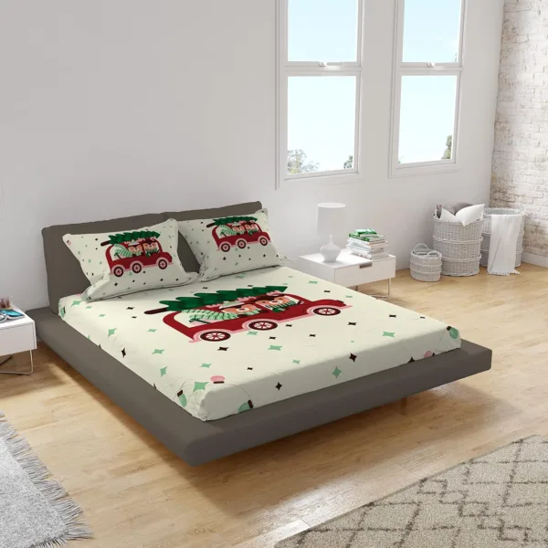 Bears in Cars Christmas Bedsheet