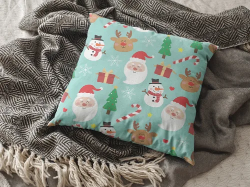 Santa And Elf Design Christmas Cushion Cover