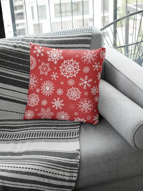 Snowflakes Pattern Christmas Cushion Cover