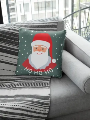 Grey Santa Design Christmas Cushion Cover