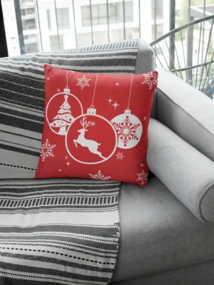Christmas Balls Design Cushion Cover