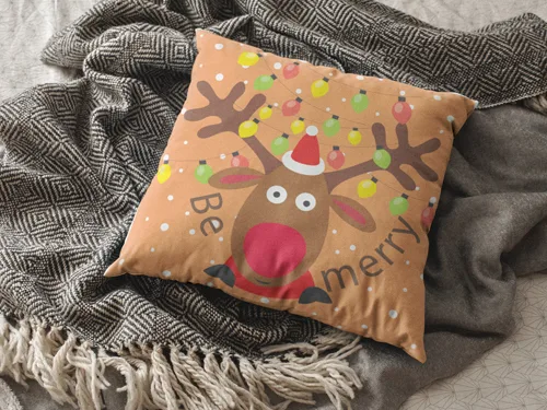 Reindeer Design Christmas Cushion Cover