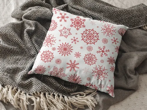 Red Snowflakes Pattern Christmas Cushion