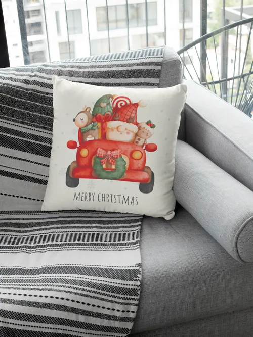 3D Santa Design Christmas Cushion